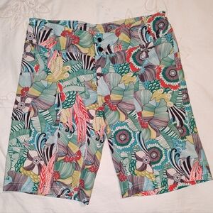 Shredly MTB Mountain Biking Shorts‎ Womens 10 Multicolor Print Made in USA